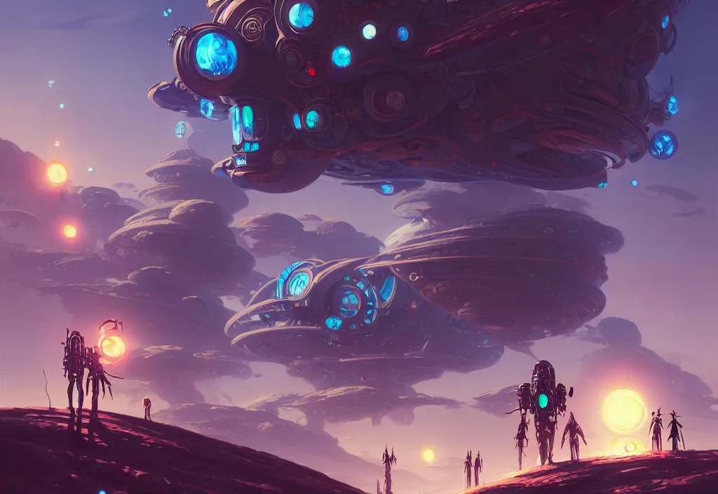 Prompt: futuristic alien signs on an steampunk planet, intricate oil painting, high detail illustration, sharp high detail, manga and anime 1 9 9 9, official fanart behance hd artstation by jesper ejsing and makoto shinkai, 4 k,