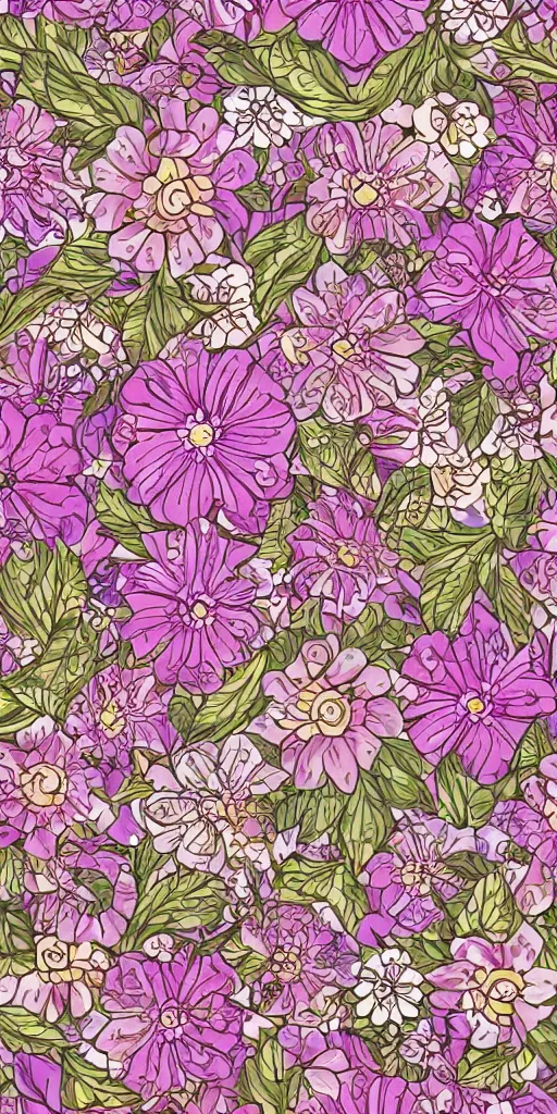 Prompt: ornate decorative floral pattern background, digital asset, line art, watercolour, pretty flowers, leaves, pbr, 8 k, kdp, perfect symmetry, tile able, in the style of cath kidston, emma bridgewater and paperchase