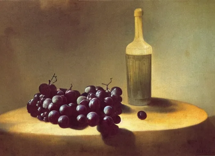 Prompt: oil painting of wine glasses, translucent grapes, beautiful cinematic light, american romanticism by gericault