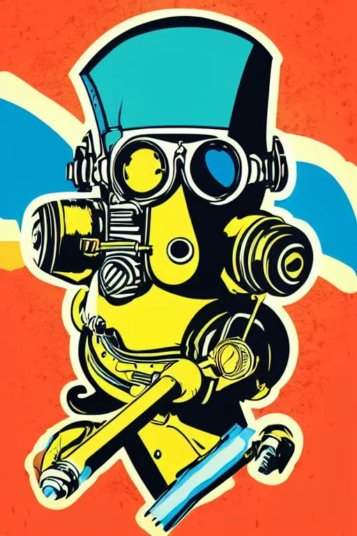 Image similar to fallout 7 6 retro futurist illustration art by butcher billy, sticker, colorful, illustration, highly detailed, simple, smooth and clean vector curves, no jagged lines, vector art, smooth andy warhol style