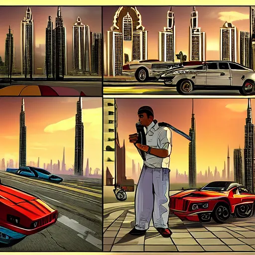 Image similar to gta : dubai, by aramaki shi nji