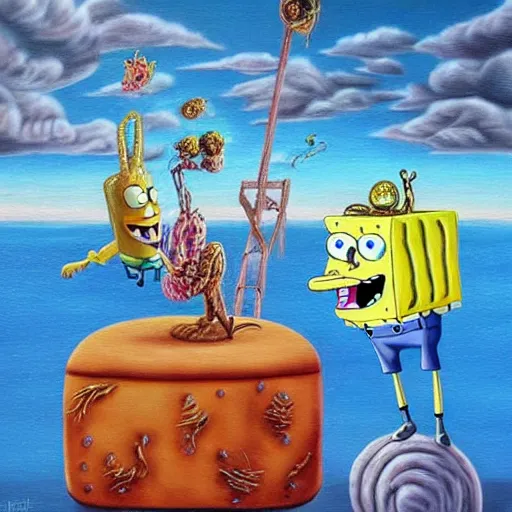 detailed realistic surrealist painting of spongebob | Stable Diffusion ...