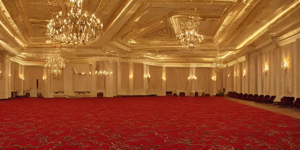 Prompt: interior palace ballroom, symmetrical, backdrop,