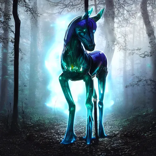 Prompt: the horror in the woods, the world’s greatest drawing of a frog, Cold as ice! 🧊, cinematic, hyper realism, high detail, octane render, unreal engine, 8k, vibrant color!, Corpse Bridegroom of the Spring, the gleaming guardian of the meadow!!!, A synthwave horse inspired by Tron!, by dom qwek and andrea chiampo