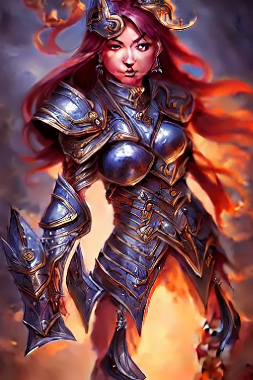 Image similar to sakimi chan, fantasy armor, detailed face, detailed hands, dynamic lighting, tony sart