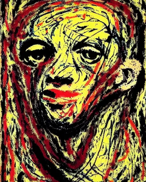 Prompt: portrait of a human face by Jackson Pollock