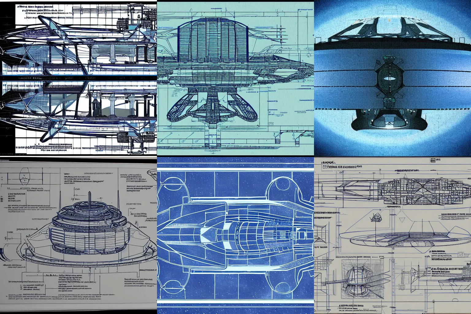Prompt: alien blueprints for a spacecraft