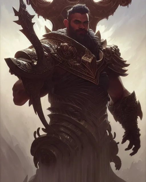 Image similar to darius from league of legends, character portrait, concept art, intricate details, highly detailed by greg rutkowski, michael whelan and gustave dore