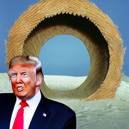 Prompt: donald trump make silly face at stargate