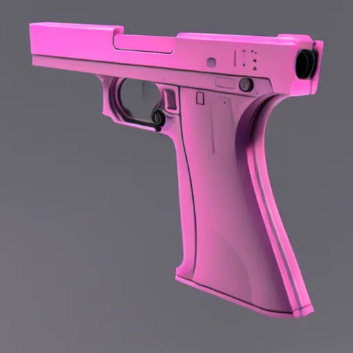 Prompt: pink coloured, majors thermodynamic pistol from ghost in the shell, cute, weapon, gun, 3 d filament print, octane render, high definition