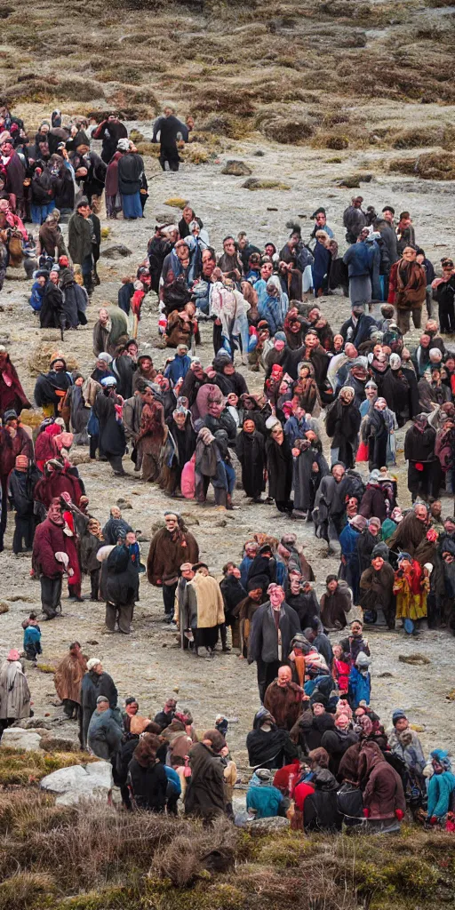 Prompt: Selknam People during the Hain Ceremony in Tierra Del Fuego in 1923, unreal 5, hyper realistic, realistic, photo realistic, dynamic lighting, highly detailed, cinematic landscape, studio landscape, studio lighting