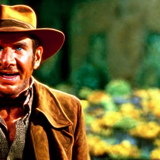 Prompt: Indiana Jones in Charlie and The chocolate factory, cinematic still