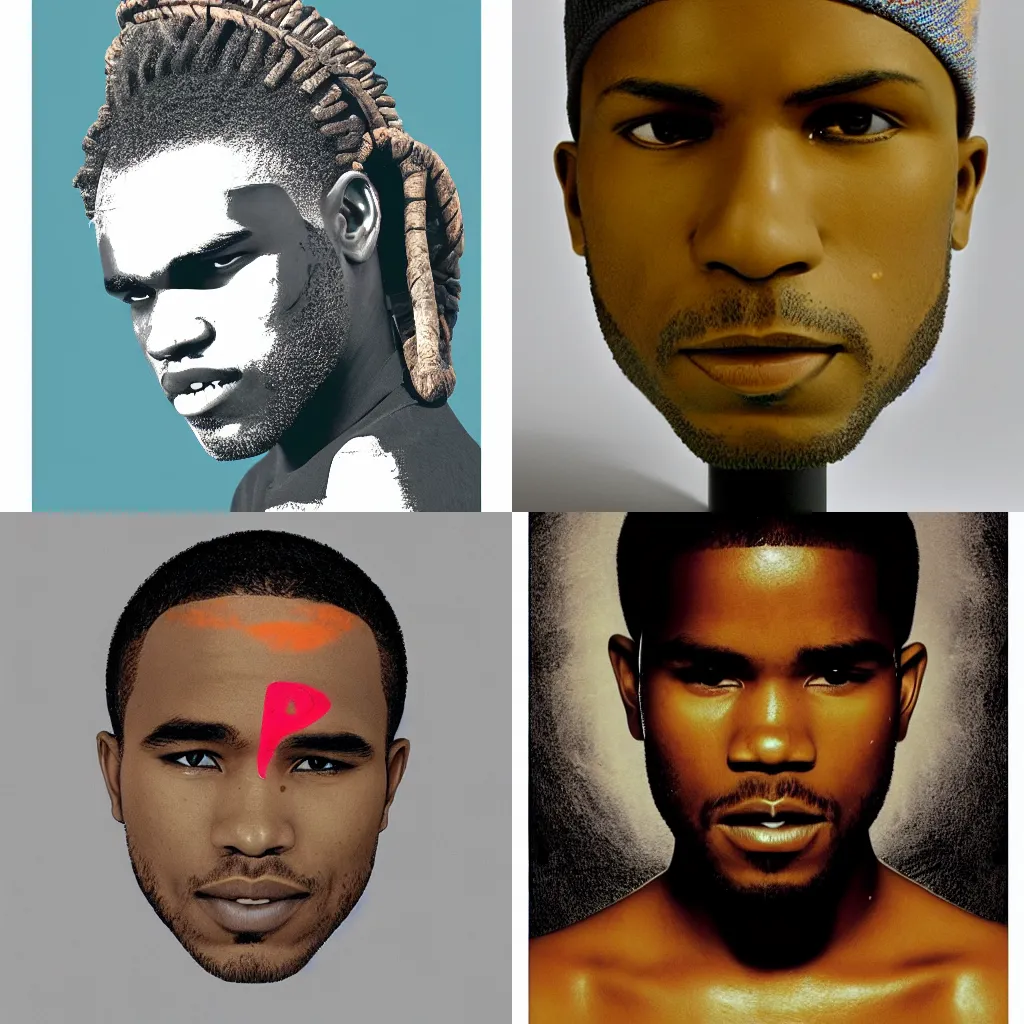 Prompt: frank ocean as a rapanui head