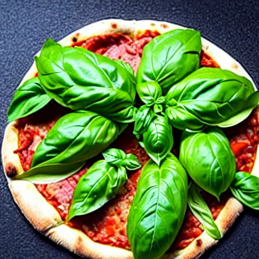 Image similar to a garden of basil, shaped into the word'pizza'