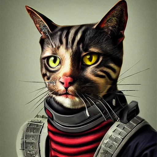 Image similar to Renovatio portrait cat samurai cyberpunk hyperrealistic