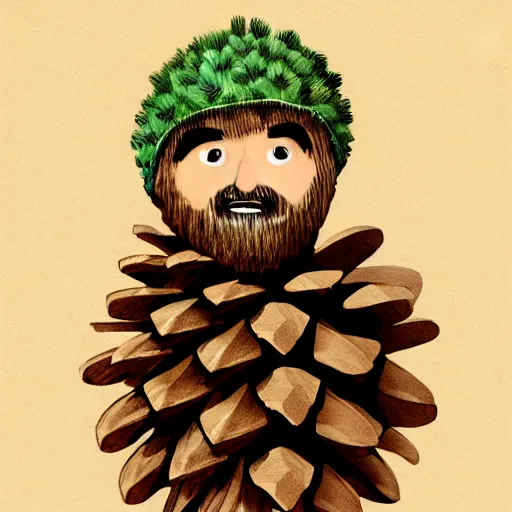 Image similar to man in pine cone costume, concept art