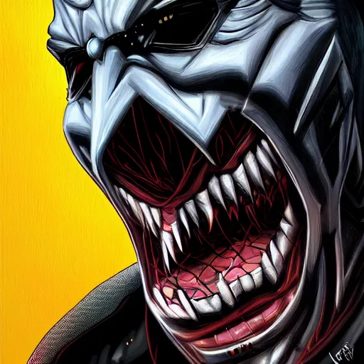 Image similar to the batman who laughs, hyper detailed masterpiece, digital art painting, surrealisme aesthetic,