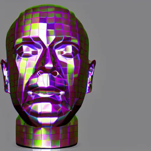 Image similar to a 3d human head made up of shiny holograms