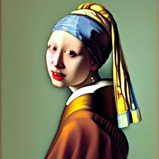 Image similar to the girl with the oyster earring by johannes vermeer