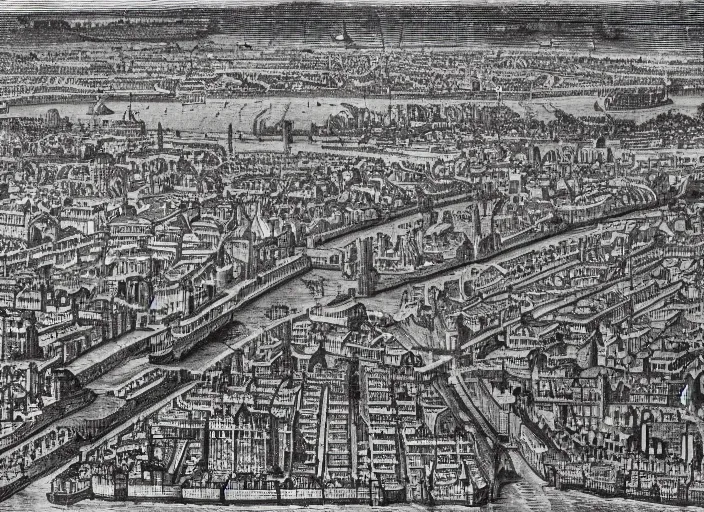 Image similar to detail from Hollar’s Panoramic view of London, 1647