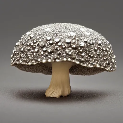 Prompt: a mushroom made of diamond crystals, sharp, Ridgid, shiny, sparkly, high detail