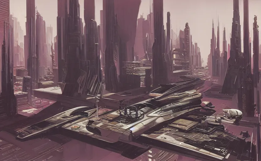 Image similar to coruscant undercity by syd mead