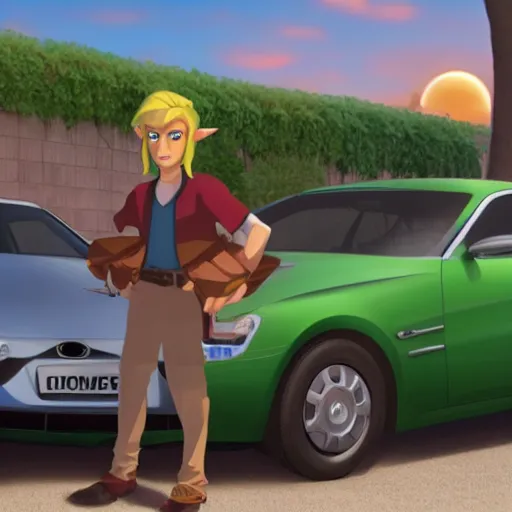 Image similar to link as a shady car salesman tricking an unsuspecting customer, realistic, 4 k, hd.