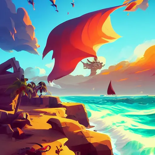 Image similar to painting treasure on sea of thieves game smooth median photoshop filter cutout vector, behance hd by jesper ejsing, by rhads, makoto shinkai and lois van baarle, ilya kuvshinov, rossdraws global illumination