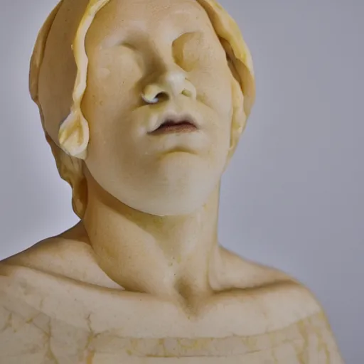 Prompt: a marble sculpture of a melting person