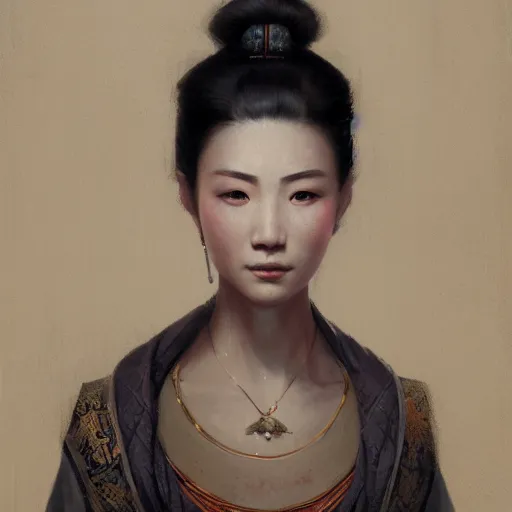 Image similar to A portrait of a Chinese beauty, ancient art, art by greg rutkowski, matte painting, trending on art station