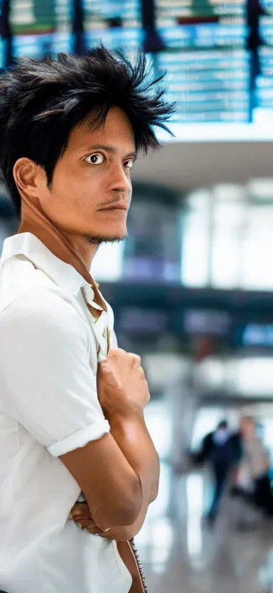 Prompt: “ a portrait of luffy at a airport, side shot, 8 k resolution, high quality ”