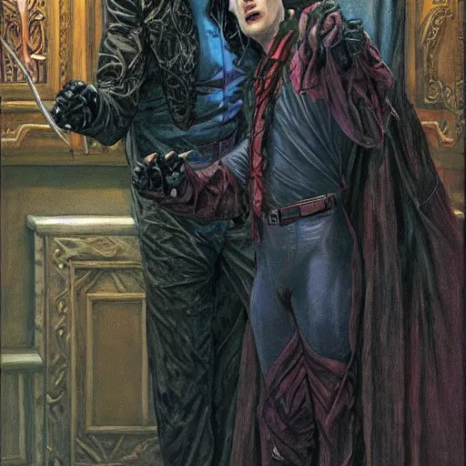 Prompt: vampire roommate, by donato giancola, and berthold woltze.