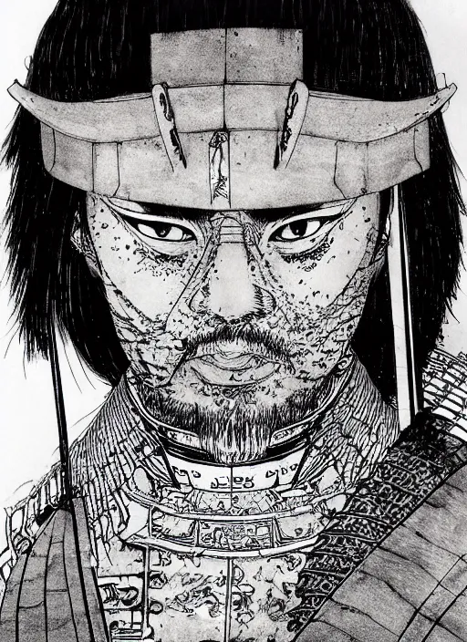 Prompt: portrait of a samurai, by joseph michael lisner, takehiko inoue and kim jung gi and hiroya oku, masterpiece ink illustration,