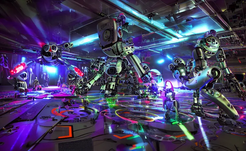 Prompt: robodog cybercore disco rave, highly detailed, extremely high quality, hd, 4 k, 8 k, professional photographer, 4 0 mp, lifelike, top - rated, award winning, cinematic, realistic, detailed lighting, detailed shadows, sharp, no blur, edited, corrected, trending