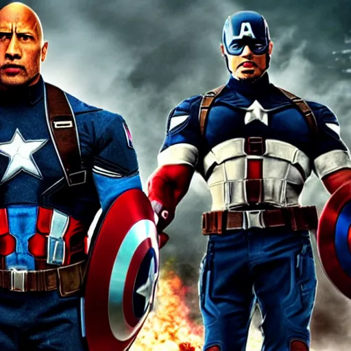 Image similar to Dwayne Johnson as Captain America