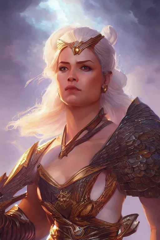 Image similar to amazon valkyrie athena, d & d, fantasy, portrait, highly detailed, headshot, digital painting, trending on artstation, concept art, sharp focus, illustration, art by artgerm and greg rutkowski and magali villeneuve