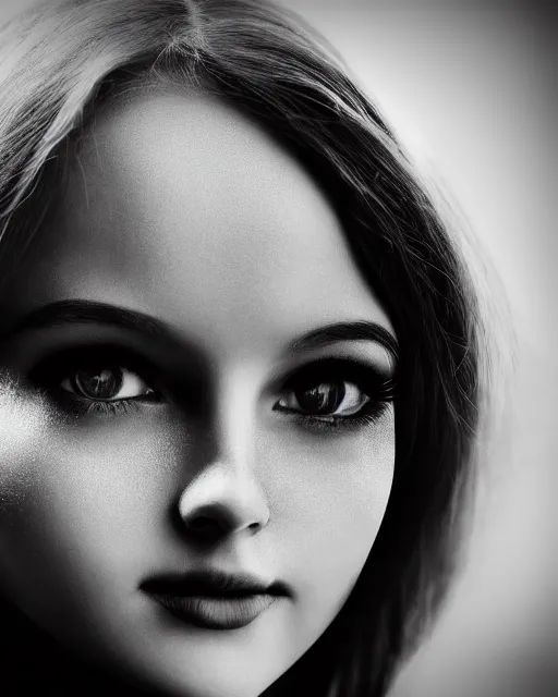 Image similar to tintype black and white dreamy young beautiful female artificial intelligence, metropolis, cinematic, rim light, bokeh, photo - realistic, elegant, high detail, 8 k, masterpiece, photo taken in 1 9 3 0