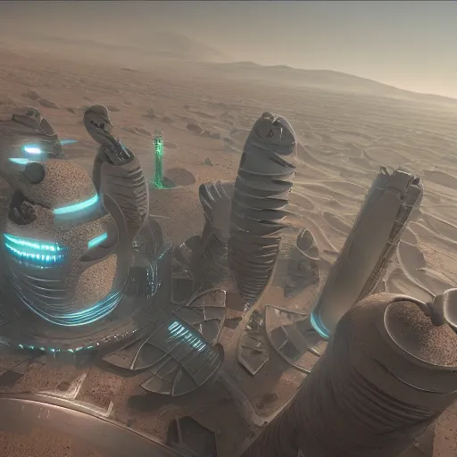 Image similar to futuristic city in the mars design by norman foster unreal engine 8k