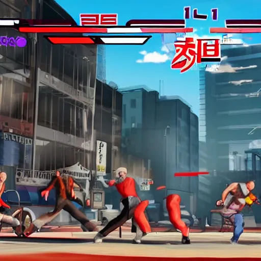 Image similar to a first person fighting game about the city of tokyo