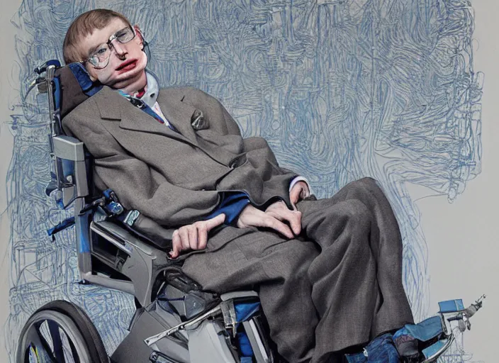 Prompt: a highly detailed beautiful portrait of stephen hawking, james gurney, james jean