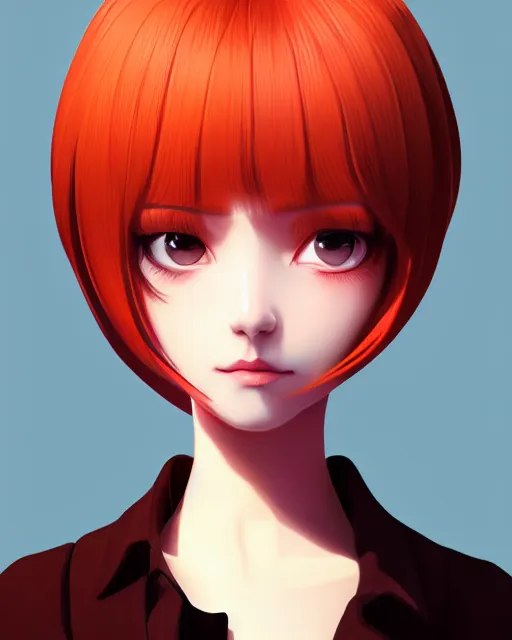 Image similar to a centered portrait of a beautiful nervous girl, in the style of ilya kuvshinov