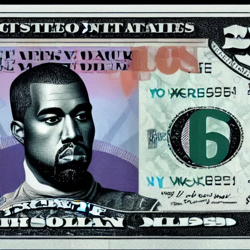 Image similar to kanye west on the american one dollar bill