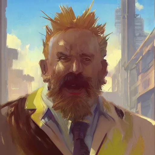 Prompt: greg manchess portrait of doctor ivo robotnik in disco elysium, fantasy, medium shot, asymmetrical, profile picture, organic painting, sunny day, matte painting, bold shapes, hard edges, street art, trending on artstation, by huang guangjian and gil elvgren and sachin teng