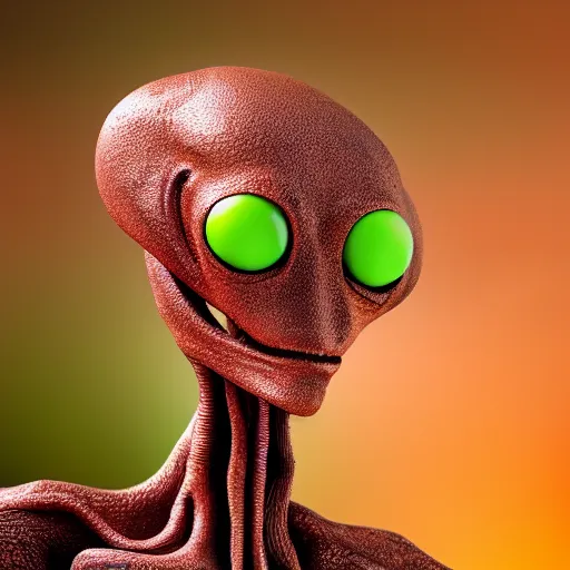 Prompt: Portrait photo of an alien insectoid on its home planet, the background atmosphere and the alien flora wraps the environment in a warm reddish tone, shallow depth of field, blur, out-of-focus background