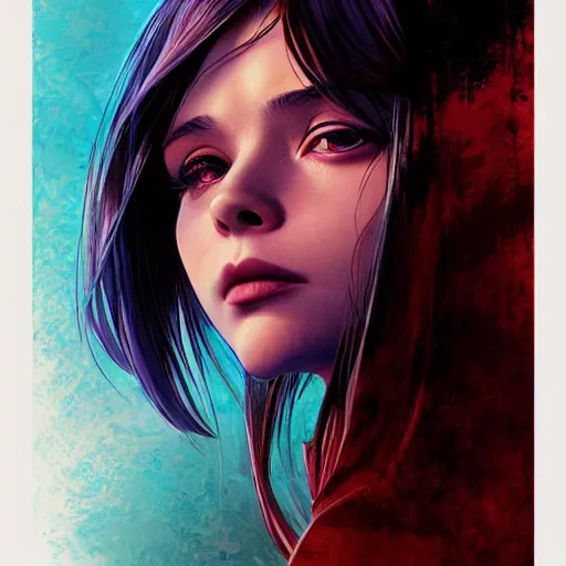 Image similar to chloe grace moretz portrait as manga girl, realistic shaded perfect face, fine details. anime. realistic shaded lighting poster by ilya kuvshinov katsuhiro otomo ghost - in - the - shell, magali villeneuve, artgerm, jeremy lipkin and michael garmash and rob rey