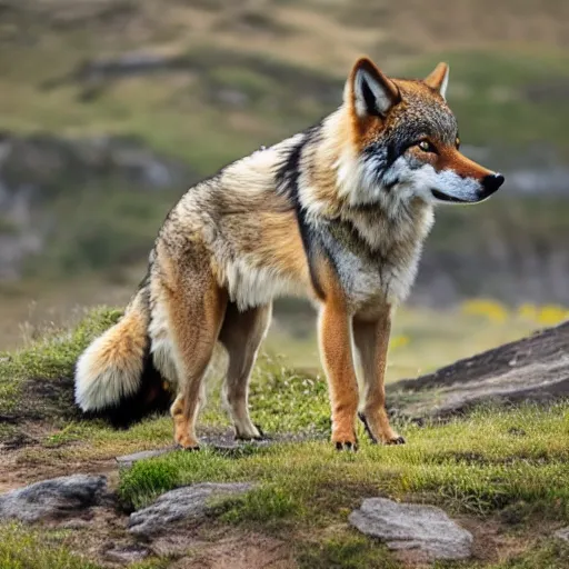 Image similar to professional photograph of a tibetan wolf, high quality, hd, 8 k, 4 k, magnificent, award - winning, nature, nature photography, awe - inspiring, highly detailed, amazing