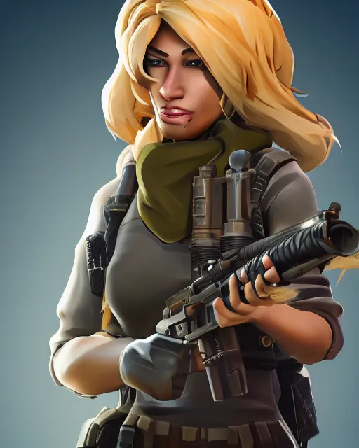 Prompt: beautiful blonde female sniper aiming rifle, award winning creature sniper photography, extremely detailed, artstation, 8 k, sensual lighting, incredible art, fortnite, wlop, artgerm, backlit, rim lighting, hi - fructose