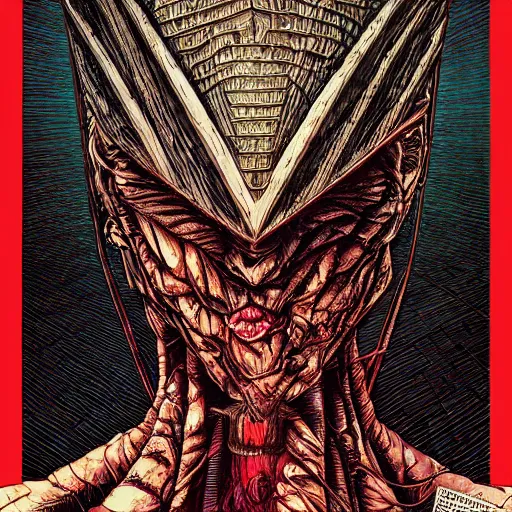 Image similar to portrait of crazy pyramid head silent hill, symmetrical, by yoichi hatakenaka, masamune shirow, josan gonzales and dan mumford, ayami kojima, takato yamamoto, barclay shaw, karol bak, yukito kishiro