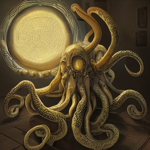 Image similar to toilet bowls with tentacles, digital artstation painting 8k intricate dramatic light