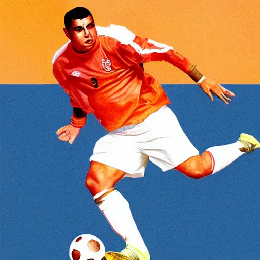 Prompt: a portrait of ronaldo luis nazario de lima playing football in mars # realronaldo
